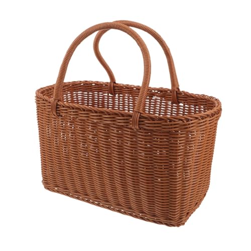 COLLBATH Panier Tissé Osier Imitation Rotin Panier de Récolte Portable pour Légumes Fruits et Rangement Champêtre Robuste pour Pique-niques et Marchés Plein Air