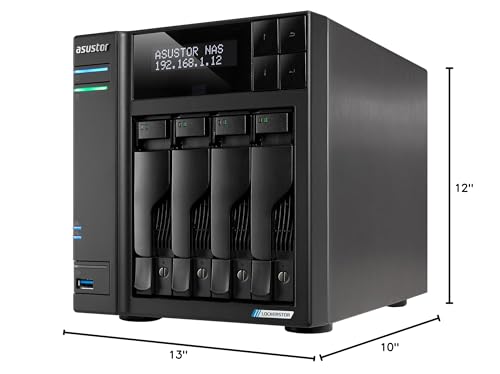 Image of Asustor Lockerstor 4 Gen2+ AS6704T v2 4 Bay NAS, Intel Quad-Core CPU, Dual 5GbE Ports, 4GB DDR4, 4 M.2 SSD Slots, HDMI, Plex Media Server, Video Editing, Creator, Network Attached Storage (Diskless)