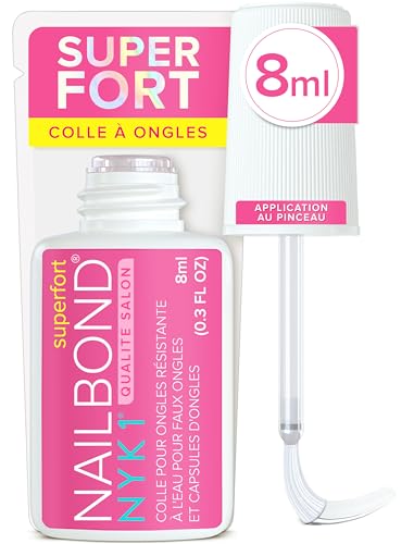 Colle Faux Ongles Extra Forte Pour Extensions Et Ongle En Acrylique (8ml) NYK1 NailBond Colle A Faux Ongles Nail Glue Pour Capsule Ongle - Longue Duree, Resistance Maximale, Application Sans Desordre