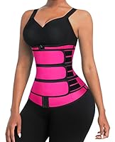 FeelinGirl Corset Waist Trainer for Women Neoprene Plus Size 3 Strap Cincher Trimmer Belt Sweat Workout Body Shaper, Pink-3 Strap-7 Bones, XXXXX-Large