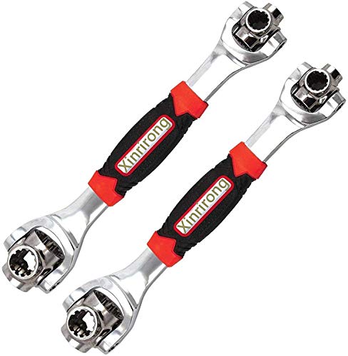 xinrirong Universal wrench 48 Tools In One Socket, Works with Spline Bolts, 6-12-Point, Torx, Any Size Standard or Metric.Lord Of Wrench.socket wrench.universal wrench,Tiger Wrench (2PCS)