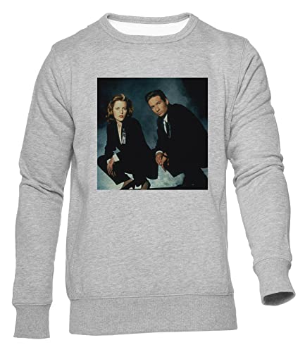 X-Files Science Fiction Characters Pull Unisexe Hommes Femmes Gris Col Ras du Cou Manche Longue Sweat-Shirt Jumper Unisex Grey XXL Cover