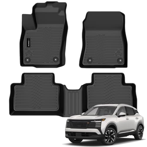Auxko All Weather Floor Mats Fit for 2026 2025 Nissan Kicks TPE Liners Accessories All Season Guard Odorless Anti-Slip Floor Mats for Nissan Kicks 2026 2025 Black
