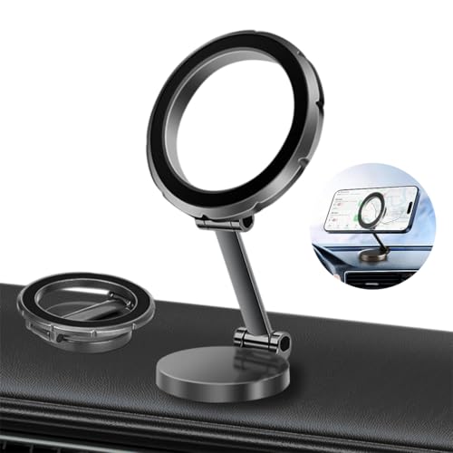 UrbanPulse 車 スマホスタンド magsafe 車載スマホホルダー スマホスタンド マグネット 42つN52強力磁石 強力磁気吸引 落ちない 360°自由回転 片手操作 折りたたみ式 取付簡単 カー用品 車載 スマホホルダー 全機種対応 (黒)