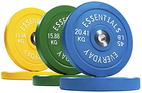 Image of BalanceFrom Everyday Essentials Color Coded Olympic Bumper Plate Weight Plate with Steel Hub, Pairs or Sets