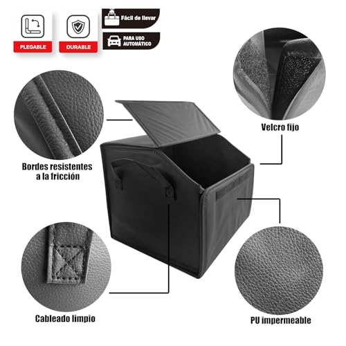ENERFERO Faltbarer Kofferraum-Organizer aus PU – Mehrzweck-Aufbewahrungsbox für Auto, SUV und LKW – Großes Fassungsvermögen – Rutschfeste Unterseite – Wasserdicht (PU)