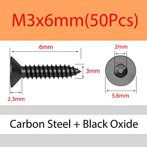 Tornillos autorroscantes M3 x 6mm 50 piezas cabeza plana miniatura 2