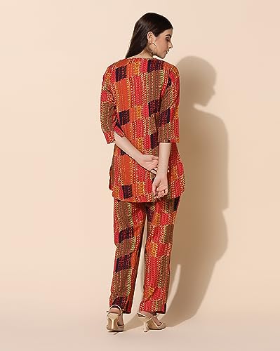 Image of TOPLOT Co-ord Set for Women Printed Straight Cotton Kurta with Pant