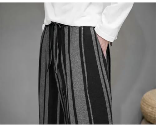 Mens Cotton Linen Side Stripe Harem Pants Drawstring Casual Vintage Joggers Pants with Drawstring4