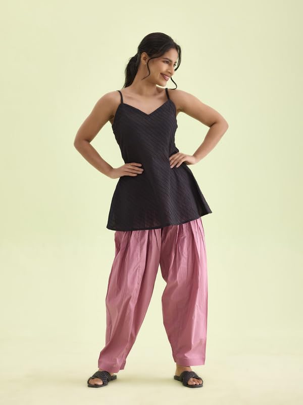 Image of GO COLORS Soft Cotton Salwar for Women | Relaxed Fit, Mid Rise, Ankle Length, Drawstrings