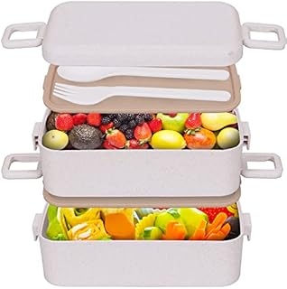 IJIAMY Bento Box with 2-Layer Compartment Lunch Box Adults, Sandwich Box, Bento Lunch Box for Adults and Kids Suitable for Microwave and Dishwasher, BPA Free