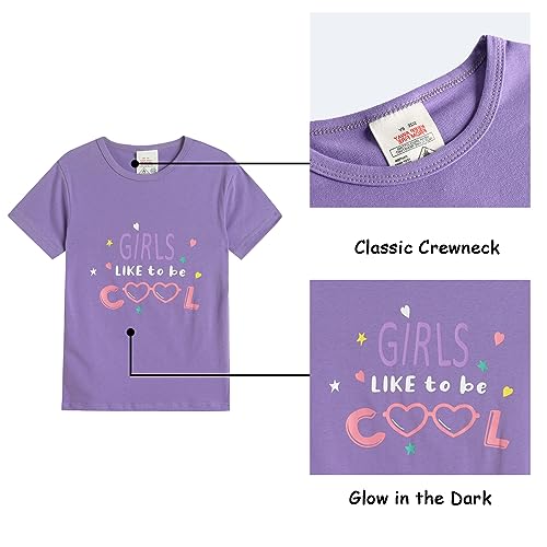 MyFav Big Girls Summer Pajama Set Heart Shape Printed Cute Sleepwear Shorts4