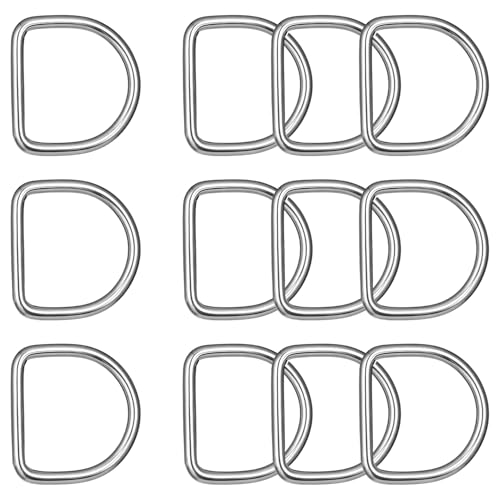 12 Pack 1.5 inch Metal D Ring, Heavy Duty Stainless Steel Dee Rings Buckle for Sewing Accessories Crafts Webbing Straps Dog Collar Backpacks