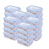 HOMESHOPA Plastic Airtight Food Storage Container, 24 Pack 240ml Leakproof Rectangle Container with Clip-Lock Lid, BPA Free Reusable Meal Prep Lunch Box Microwave Freezer & Dishwasher Safe