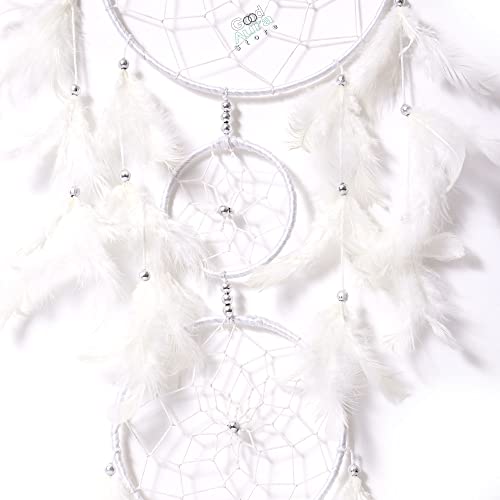 Image of Handmade Dream Catcher Wall Hanging with Feathers, Home Decor for Kids Room, Bedroom, Living Room & Balcony Decoration, Gift Item (Pack of 1, 18x82 cm, White)