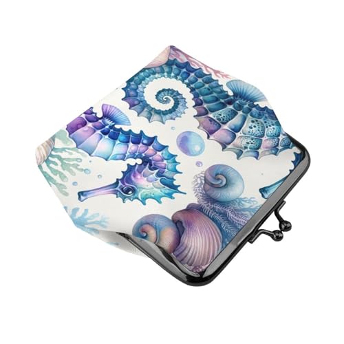 Pu Leather Buckle Coin Purse Underwater-Seahorse-Delight Girls Kiss-Lock Change Purse Wallets3