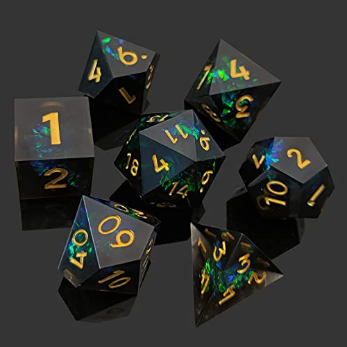 Resin Dice Set, 7 Pcs Sharp Edge Dice Polyhedral Dice D And D Dice Set Dungeons And Dragons Dice Set D&D With Metal Box & Bag For Rpg Role Playing Mtg Dice Game D20 D12 D10 D8 D6 D4 #TOP1