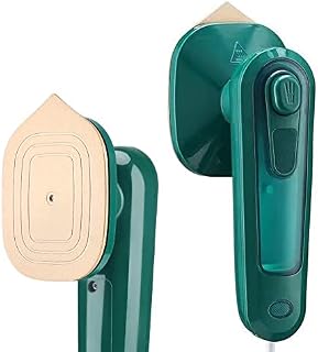 Portable Mini Iron Machine, Portable Mini Travel steam Iron for Clothes, Professional Micro Steam Iron Travel Size Irons, 60ml Integrated Water Tank Handheld Steam Iron - Green, 8x10x17cm
