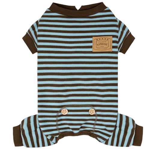 KYEESE Striped Dog Pajamas for Small Dogs Thermal Fleece Onesie Daily Wear