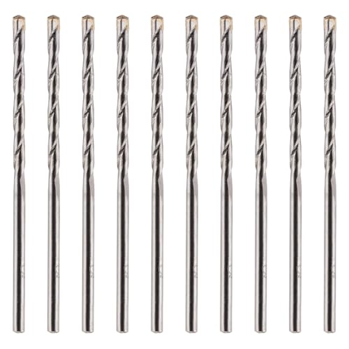 Image of 10 Pack Of 4mm x 75mm Long TCT Masonry Drill Bits – For Concrete, Brick, Stone, Porcelain Ceramic Tiles Plastic Wood – Masonry Drill Bits Set For Standard Rotary Drills & Hammer Drills (NOT SDS)