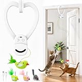 Interactive Cat Toys for Indoor Cats: Automatic Flying Bird Feather Wand Chase Exercise Enrichment Stimulation, USB Rechargeable Durable Safe Hanging Toy for Bored Kittens Adult Multi Cat Households