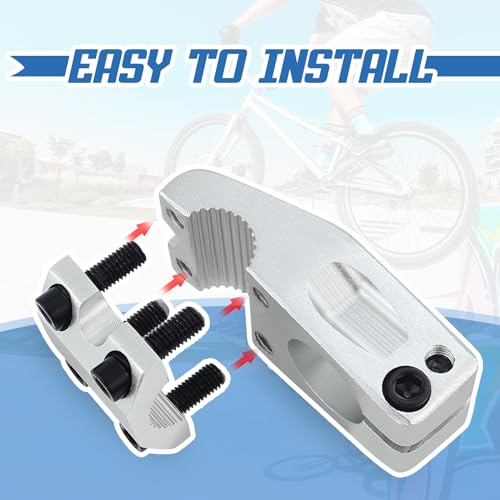 Image of Bike Stem for BMX Bike Aluminum Alloy Fixed Gear Bicycle Stem Matte Silver