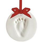 Pearhead Easy-to-Create Babyprints Baby Handprint or Footprint Keepsake Ornament Kit with Ribbon, White