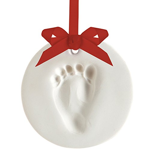 Pearhead Babyprints Baby's First Handprint or Footprint Ornament Kit, Easy No-Bake DIY Clay Kit, Christmas Baby Keepsake Gift, White Ribbon