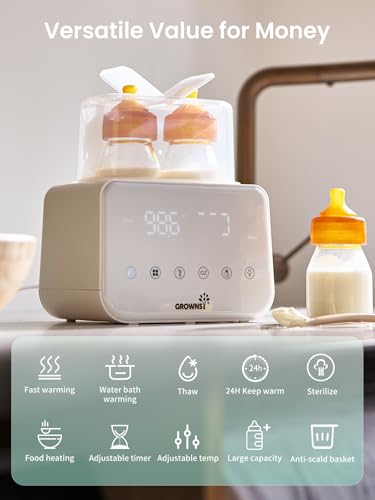 Image of GROWNSY Fast Double Baby Bottle Warmer for Breastmilk & Formula, Beige