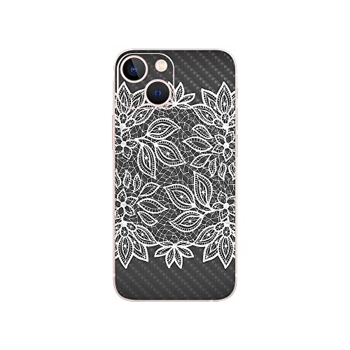 Image of MightySkins Carbon Fiber Skin Compatible with Apple iPhone 13 - Floral Lace | Protective, Durable Textured Carbon Fiber Finish | Easy to Apply | Made in The USA