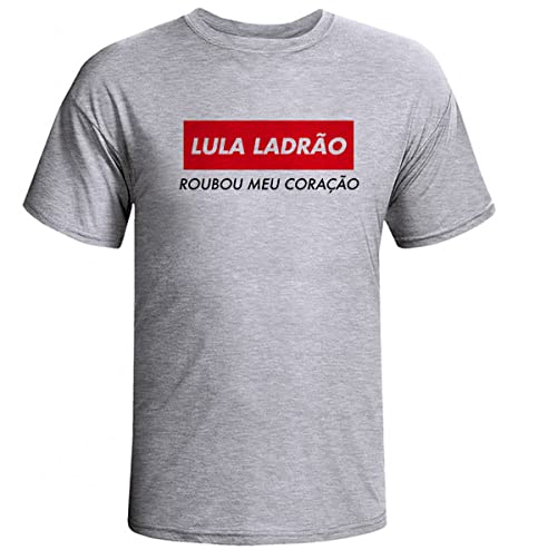 Camiseta Lula Roubou Meu Coração - Presidente Lula (G, Cinza Mescla - Masculina)