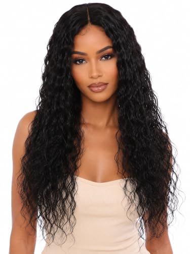 ManeMajesty 30 Inch Deep Wave Wig Human Hair T Part Lace Front Wig #1