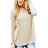MEROKEETY Women's 2025 Fall Long Sleeve Oversized Crew Neck Solid Color Knit Pullover Sweater Tops, Beige M