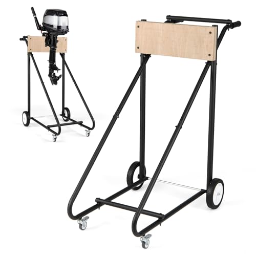 Goplus 330 LBS Boat Motor Stand Portable Outboard Engine Cart w/ 4 Rubber Casters Heavy Duty Dolly Storage for Motor Transportation Repair Maintenance