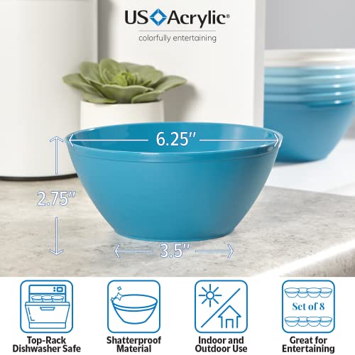 Us Acrylic Fresco 28 Oz. Plastic Stackable Snack Bowls For Cereal And Ice Cream In Blue Sky | Set Of 8 | 6-Inch Reusable, Bpa-Free, Made In The Usa, Dishwasher Safe Dinnerware #TOP2