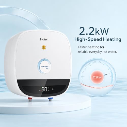 Image of Haier Aqualad Digi 25L Storage Water Heater Geyser, 2.2kW, 8 Bar | Digital display, TitanGuard tank and element, Shock Proof, U-turn flow, IPX4 and long-term warranty