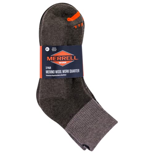 Image of Merrell Men's and Women's Wool Everyday Hiking Socks - 3 Pair Pack - Cushion Arch Support & Moisture Wicking