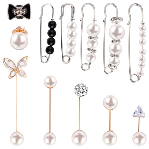 12-Piece Pearl Hijab Brooch Pin Set