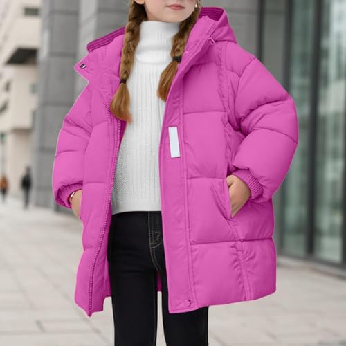 Girls Puffer Jacket Heavyweight Full Zip Winter Hooded Coat Warm Water-Resistant Down Coats Snow Outwear with Pockets4