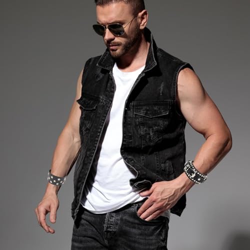 6 PCS Black Studded Leather Rivet Punk Bracelet for Men Women4