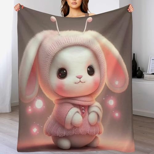 Couverture polaire en flannel douce lapin mignon lit canapé - 2