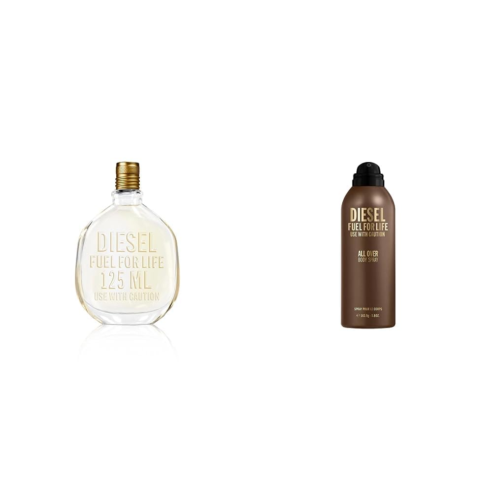 Diesel Fuel For Life Parfüm Herren| Männer Parfum| Parfume Men, Frischer und holziger Duft| 125ml + Bodyspray, Körperspray mit frischem und kraftvollem Duft nach Lavendel, Moschus und Holz | 200 ml
