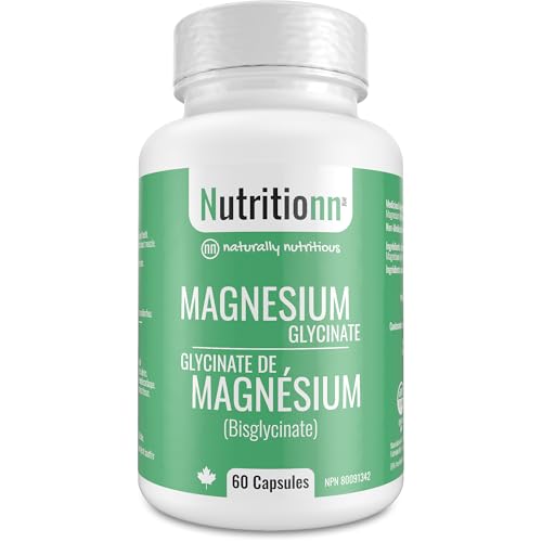 Magnesium Glycinate Supplement - 60 Capsules x 212.5 mg Elemental Magnesium, 425 mg Once Daily for Men and Women - Pure Chelated Bisglycinate for Good Health and Sleep - Made in Canada by Nutritionn