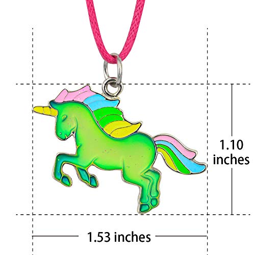 Fairy Tale Cute Unicorn Pendant Color Change Chunky Mood Necklace With Glitter Gift For Girls2