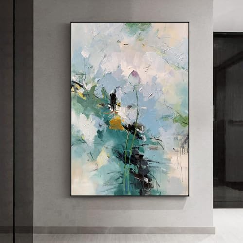 Peinture huile sur toile abstrait Lotus pour illuminer un mur blanc