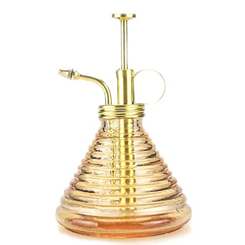 Purism Style Plant Mister- Amber Color Glass Bottle & Brass