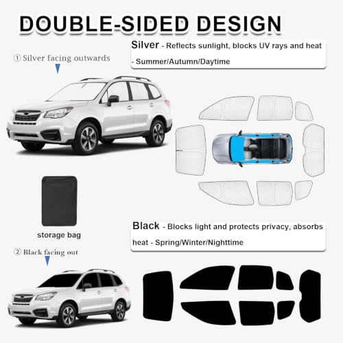 Image of KMF 8pcs Sun Shades for Subaru Forester 2014-2018 Accessories,Thicken Full Car Window Covers for Windshield Side Rear, UV Block Privacy and Blackout for Camping Outdoor Custom Fit