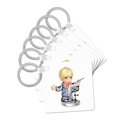 3dRose, conductor kid blue eyed, set of 6 Key Chains