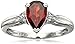 Sterling Silver Garnet and Lab White Sapphire Pear Shape Ring, Size 7