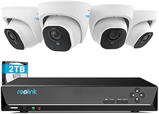 Reolink 4K Security Camera System, 4pcs H.265 4K PoE Dome Cameras Wired with Person Vehicle Detection, 8MP 8CH NVR with 2TB HDD for 24-7 Recording, RLK8-800D4-A